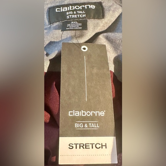 NWT Claiborne Big & Tall Stretch Purple with Grey Mini Dots Button-Down Shirt - Picture 7 of 9